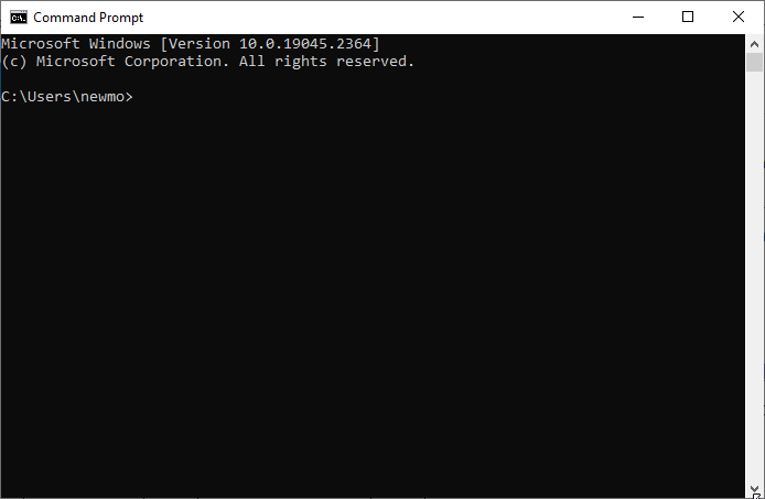  Command prompt terminal window